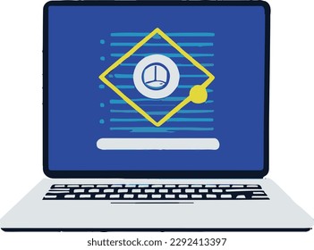 laptop. AI. Brain with neural network. Artificial intelligence. technology. Machine learning, digital brain, artificial thinking process concept. Vector illustration