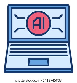 Laptop AI Computer vector Artificial Intelligence Device concept colored icon or design element