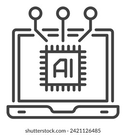 Notebook mit AI-Vektorgrafik-Konzept der künstlichen Intelligenz, lineares Symbol oder Symbol