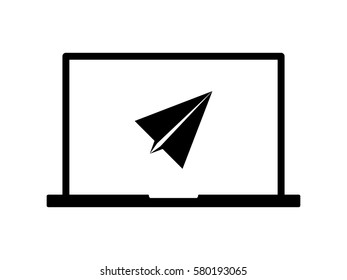 laptop, aircraft, icon, vector illustration eps10