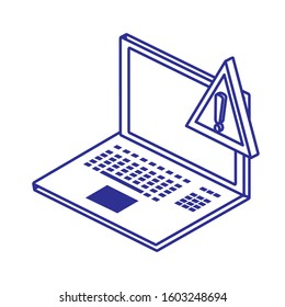 Laptop and alarm design of Security system warning protection danger web alert and safe theme Vector illustration