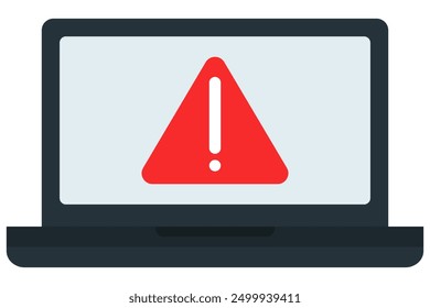 Laptop alert flat icon isolated on white background.