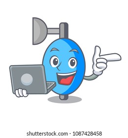 With laptop ambu bag character cartoon