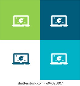 Laptop with Analysis green and blue material color minimal icon or logo design