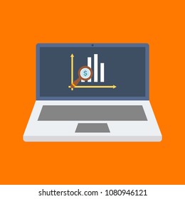 laptop with analysis icon
