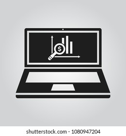 laptop with analysis icon