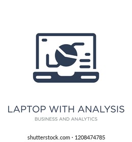 Laptop with Analysis icon. Trendy flat vector Laptop with Analysis icon on white background from Business and analytics collection, vector illustration can be use for web and mobile, eps10