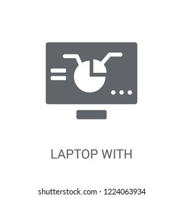 Laptop with Analysis icon. Trendy Laptop with Analysis logo concept on white background from Business and analytics collection. Suitable for use on web apps, mobile apps and print media.