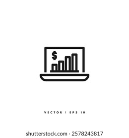 Laptop Analytics Charts Icon. Editable Stroke