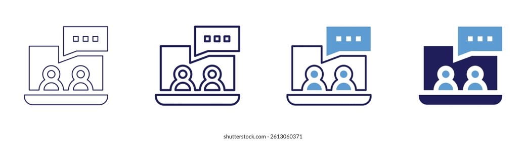 Laptop analytics icon in 4 different styles. Thin Line, Line, Bold Line, Duotone. Duotone style. Editable stroke.