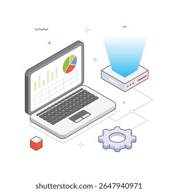 Laptop Analytics Vector isometric Illustration. EPS 10 file