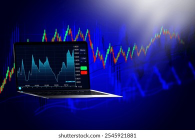  Laptop-Analyse der Verkaufsdaten und des Wirtschaftswachstums Grafik. Geschäftsstrategie, digitales Marketing abstrakte icons.work Start-up modernes Büro globale Strategie virtuelles Symbol