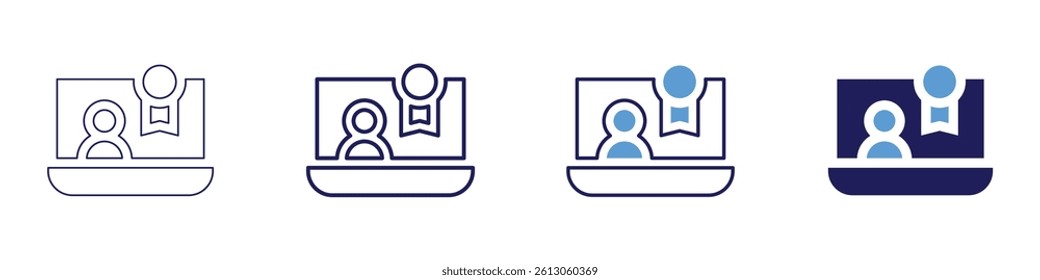 Laptop animation icon in 4 different styles. Thin Line, Line, Bold Line, Duotone. Duotone style. Editable stroke.