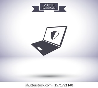 laptop antivirus icon . Vector Eps 10 . Lorem Ipsum Flat Design