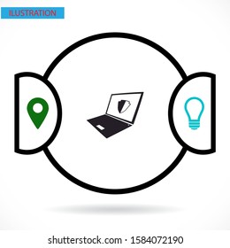 laptop antivirus icon . Vector Eps 10 . Lorem Ipsum Flat Design