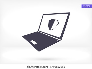 laptop antivirus icon . Vector  Eps 10 . Lorem Ipsum Flat Design 