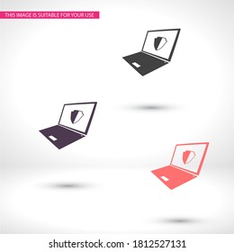 laptop antivirus icon . Vector  Eps 10 . Lorem Ipsum Flat Design 