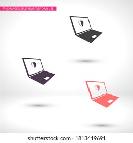 laptop antivirus icon . Vector  Eps 10 . Lorem Ipsum Flat Design 