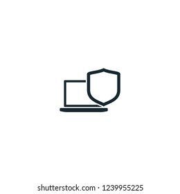 laptop antivirus shield security icon vector logo template
