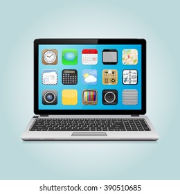 Laptop with app icons