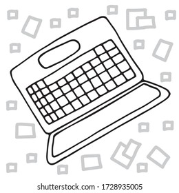 A laptop. Appliances for comfortable work at home. Online learning. A modern way of communicating with people. Vector illustration in doodle style