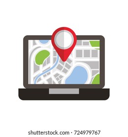 laptop application technology navigation pin map
