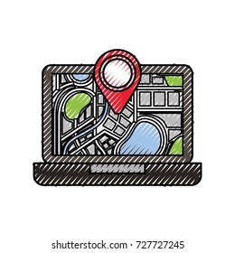 laptop application technology navigation pin map