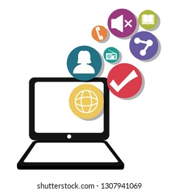 laptop with applications menu