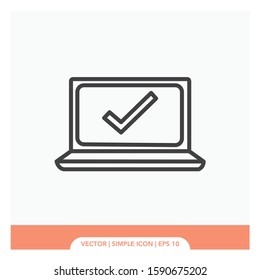 Laptop approve symbol Icon Vector Illustration