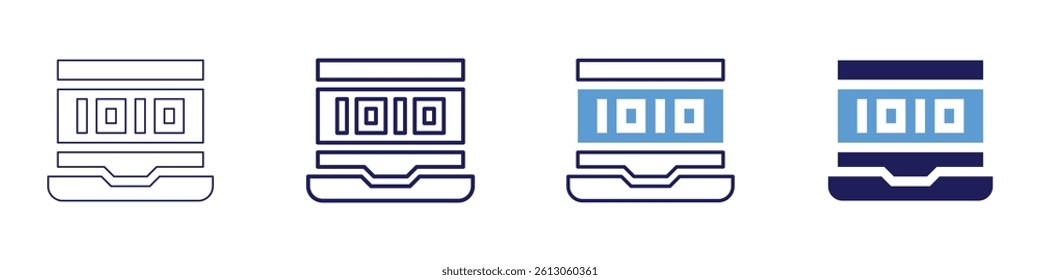 Laptop architecture icon in 4 different styles. Thin Line, Line, Bold Line, Duotone. Duotone style. Editable stroke.