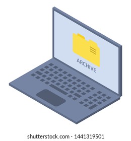 Laptop archive icon. Isometric of laptop archive vector icon for web design isolated on white background