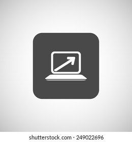 Laptop with arrow pointing up from the blank screen