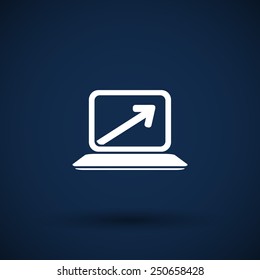 Laptop with arrow pointing up from the blank screen