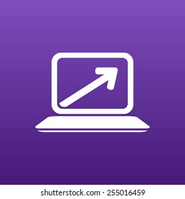 Laptop with arrow pointing up from the blank screen