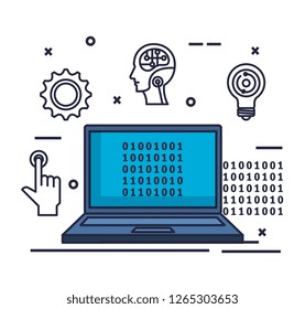 laptop with artificial intelligence icons