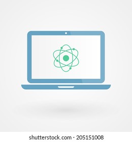 Laptop and atom icon