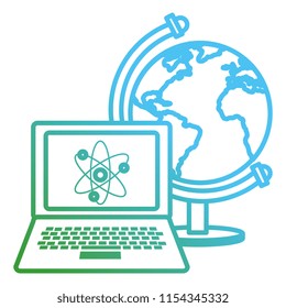 laptop with atom and planet earth