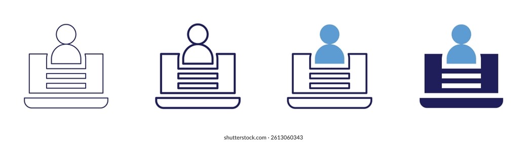 Laptop audience icon in 4 different styles. Thin Line, Line, Bold Line, Duotone. Duotone style. Editable stroke.