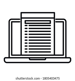 Laptop audit icon. Outline laptop audit vector icon for web design isolated on white background