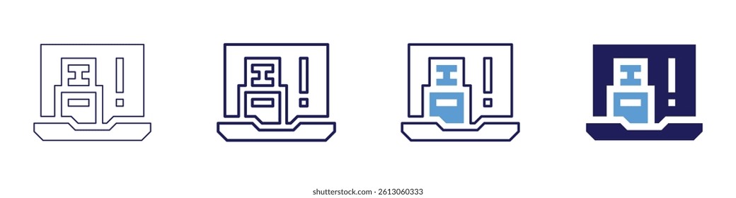 Laptop auditing icon in 4 different styles. Thin Line, Line, Bold Line, Duotone. Duotone style. Editable stroke.