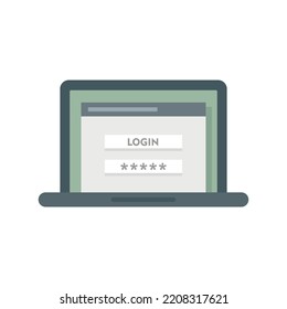 Laptop authentication icon. Flat illustration of Laptop authentication vector icon isolated on white background