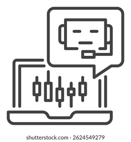 Laptop mit automatisiertem Trading Bot Vektorkonzept dünne Linie Symbol oder Symbol