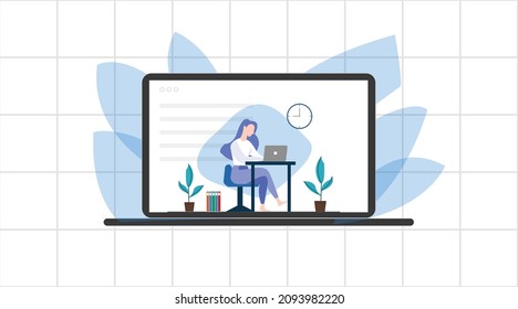 Laptop Background Flat Design Clean
