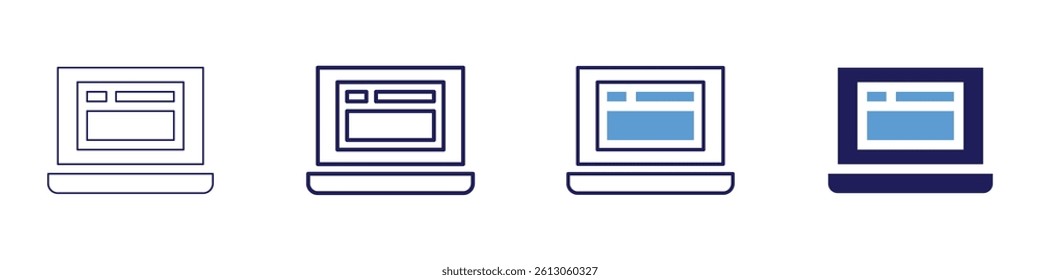 Laptop background icon in 4 different styles. Thin Line, Line, Bold Line, Duotone. Duotone style. Editable stroke.