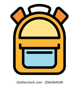 Laptop backpack icon. Outline laptop backpack vector icon color flat isolated