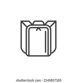 Laptop backpack line icon. linear style sign for mobile concept and web design. backpack outline vector icon. Symbol, logo illustration. Vector graphics