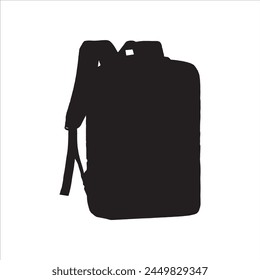Laptop backpack silhouette vector icon illustration on white background.