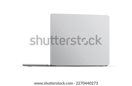 Laptop Backside View, Silver Mockup, Isolated on White Background. Vector Illustration