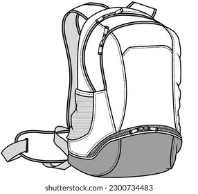 laptop bag flat sketch vector illustration mens formal backpack technical cad drawing template