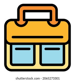 Laptop bag icon. Outline laptop bag vector icon color flat isolated